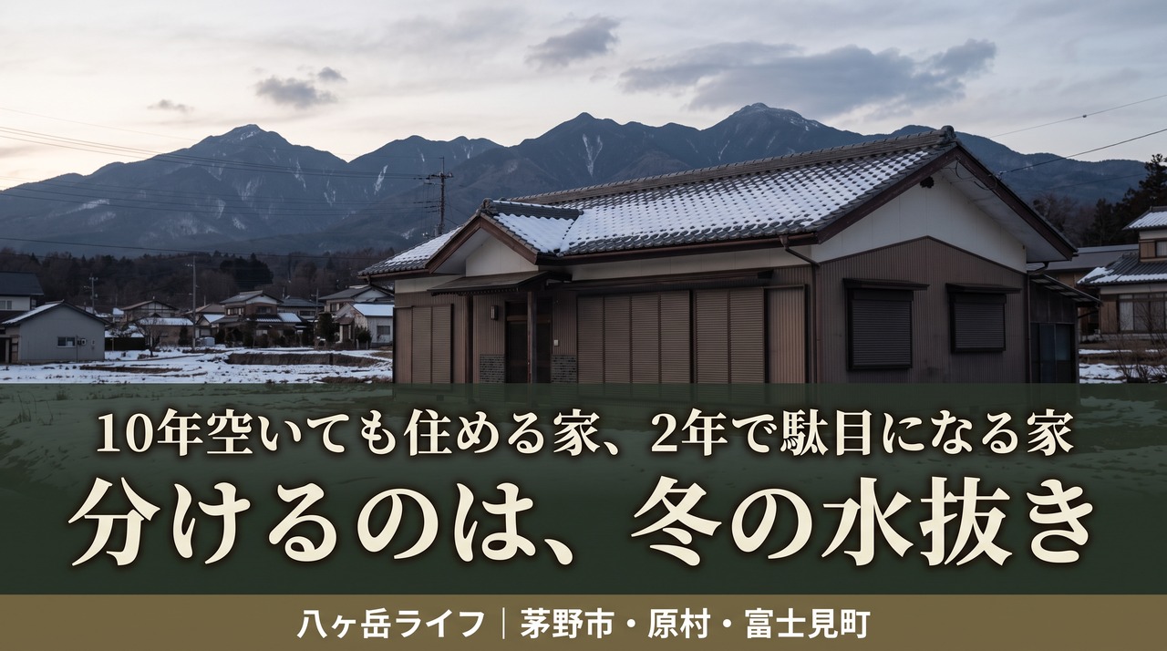 10年空いても住める家、2年で駄目になる家——分けるのは冬の水抜き【茅野市・原村・富士見町】